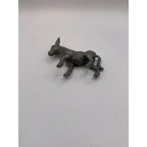 Vintage Pewter Donkey Figurine Handcrafted Miniature Collectible Animal - Picture 4 of 4